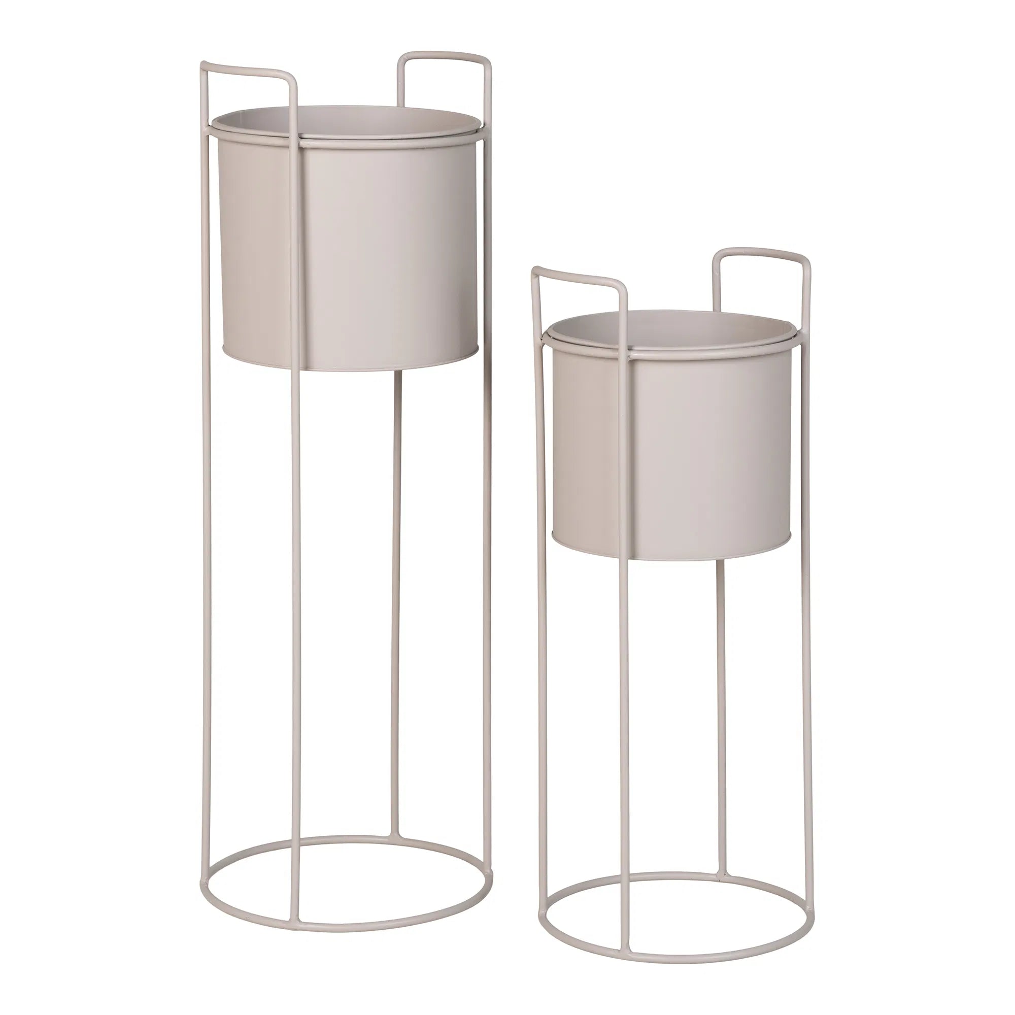 Pot de fleurs « Salentino » – Aspect acier couleur sable en lot de 2