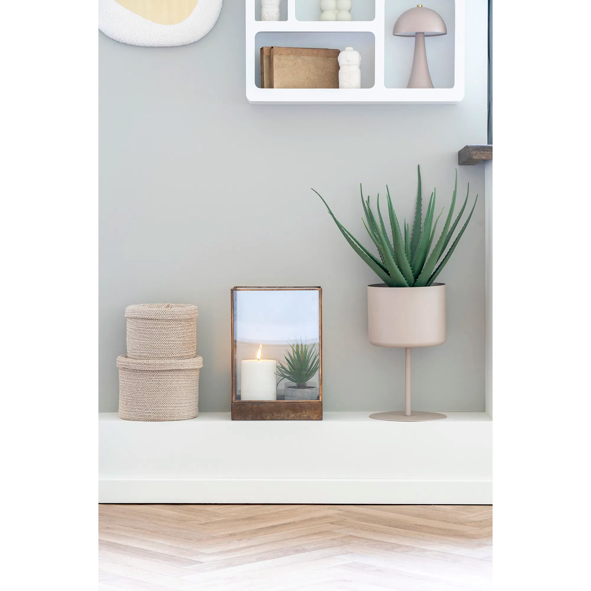 Pot de fleurs « Orviano » – Support à fleurs couleur sable en acier
