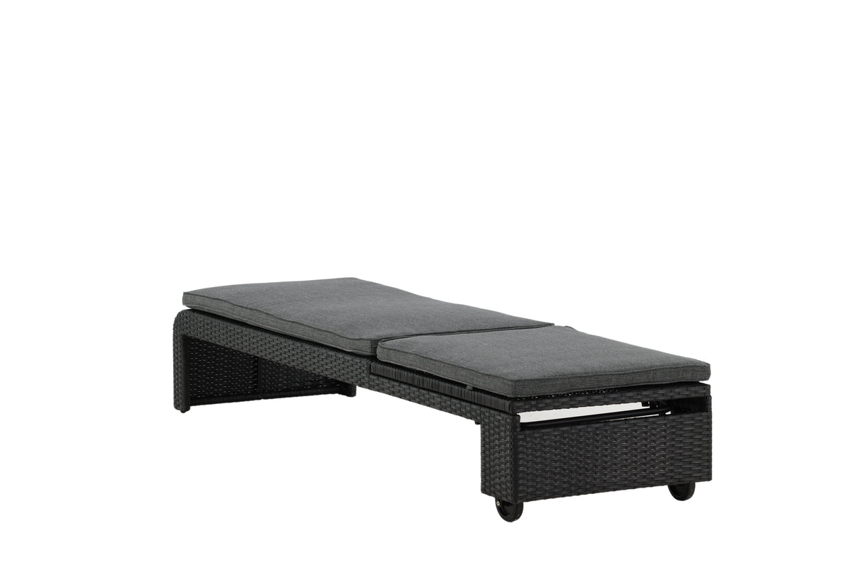 Chaise longue de jardin Irina - en rotin