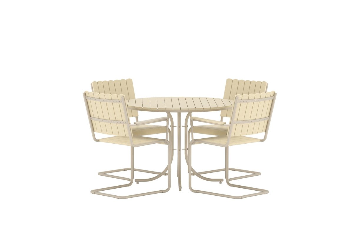 Ensemble de repas de jardin Nativa – ensemble de mobilier de jardin 5 pièces en Beige