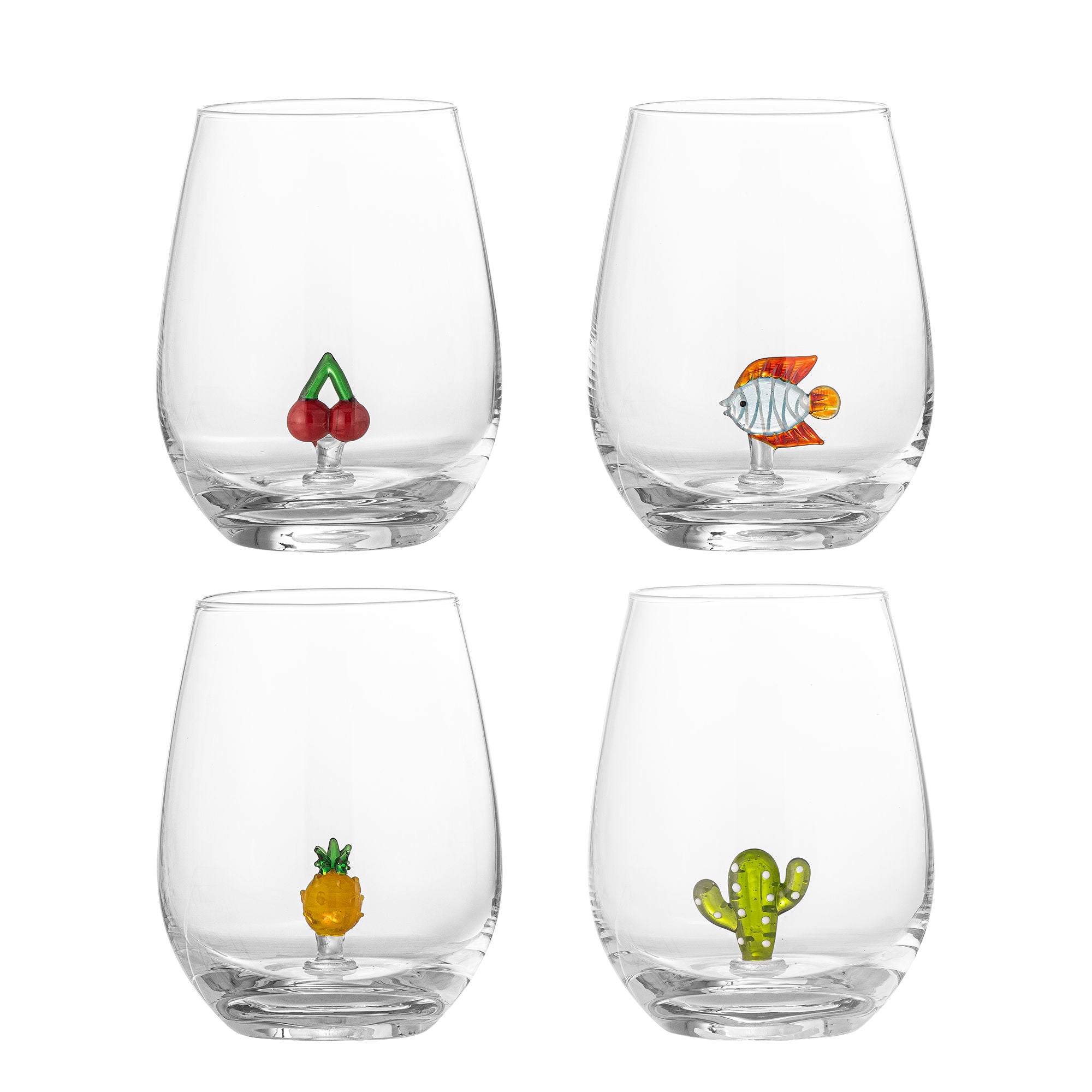 Verres à boire Cala – Verre avec figurines faites à la main (lot de 4)