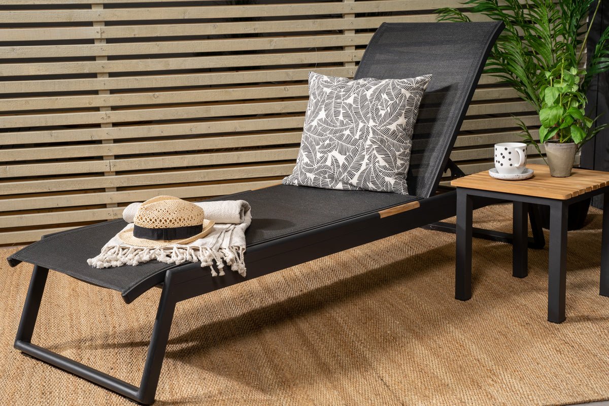 Lot de 2 - Chaise longue Brésil en textilène et aluminium