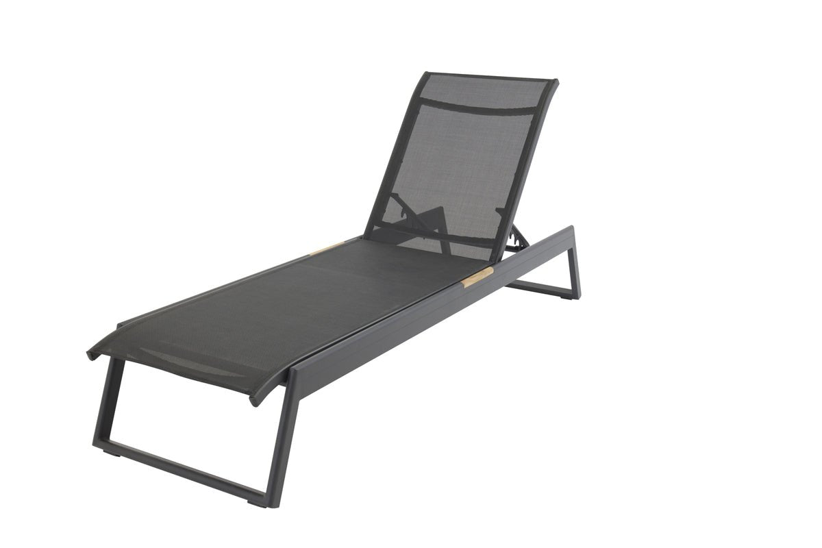 Lot de 2 - Chaise longue Brésil en textilène et aluminium
