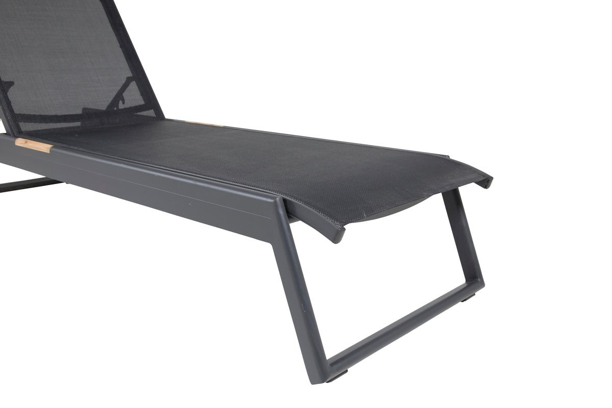 Lot de 2 - Chaise longue Brésil en textilène et aluminium