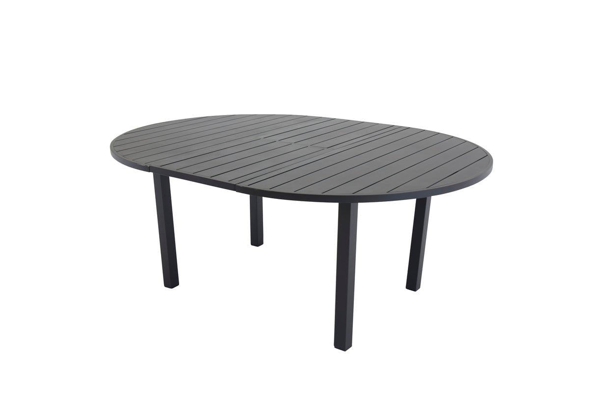 Table de jardin Savina - table ronde noire avec fonction extensible