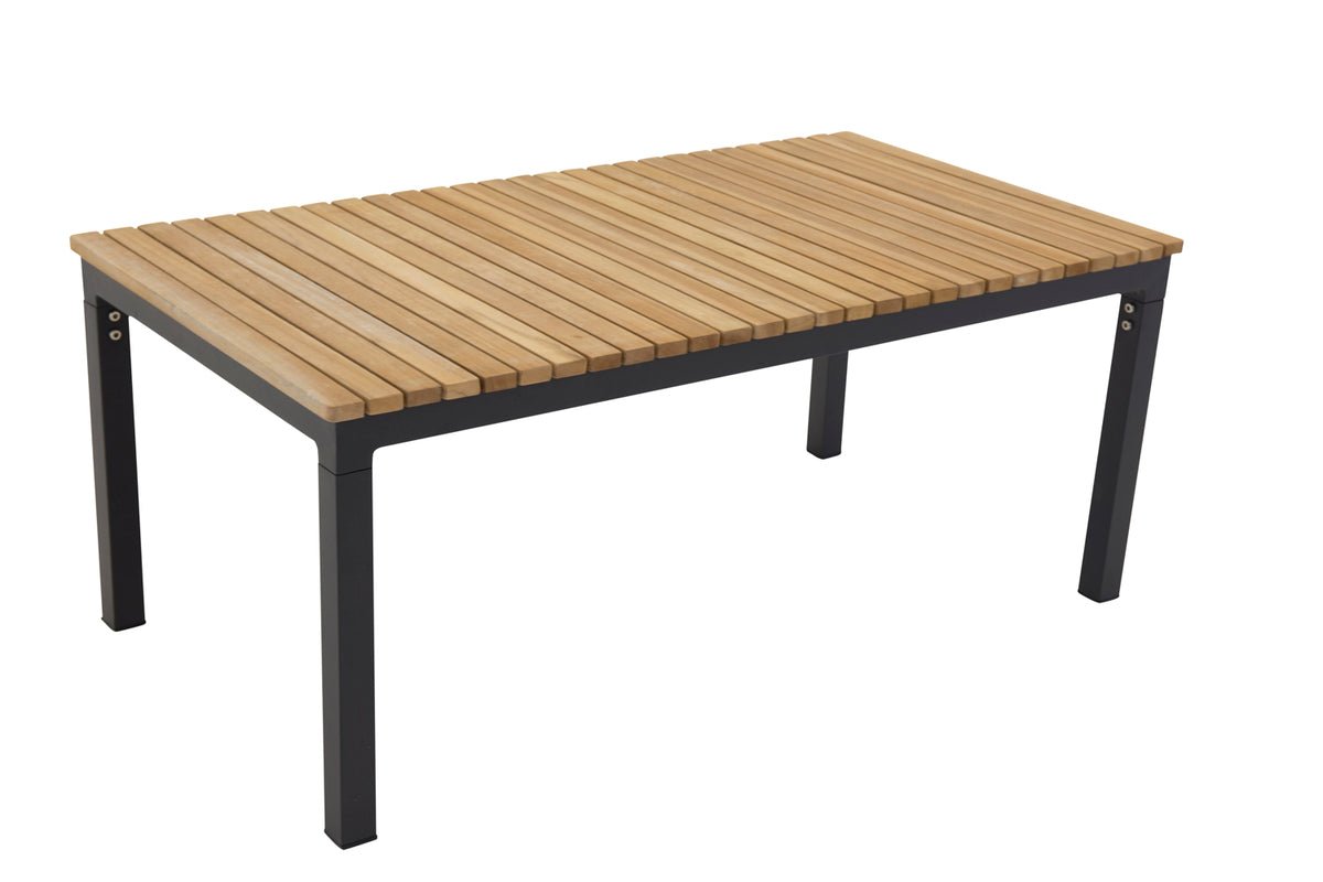 Table basse de jardin Alanu - un mélange de matériaux en aluminium et teck