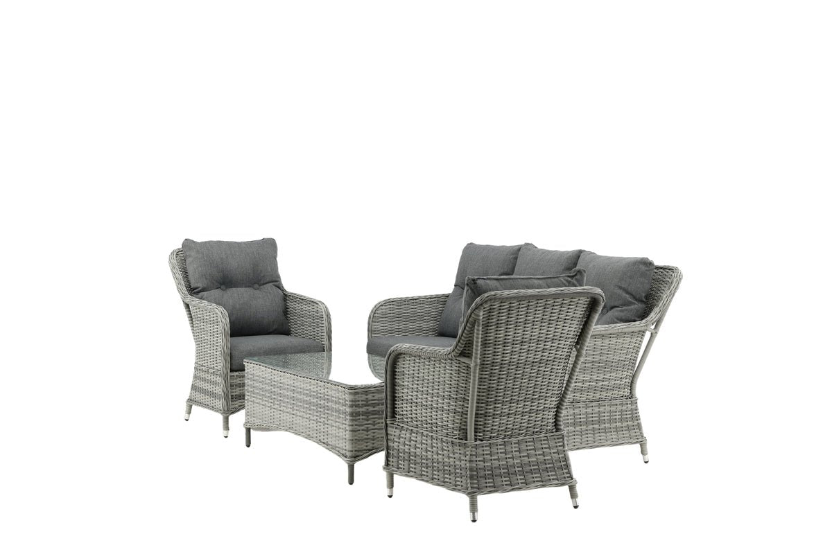 Ensemble canapé de jardin Ravion – 4 pièces avec table en gris