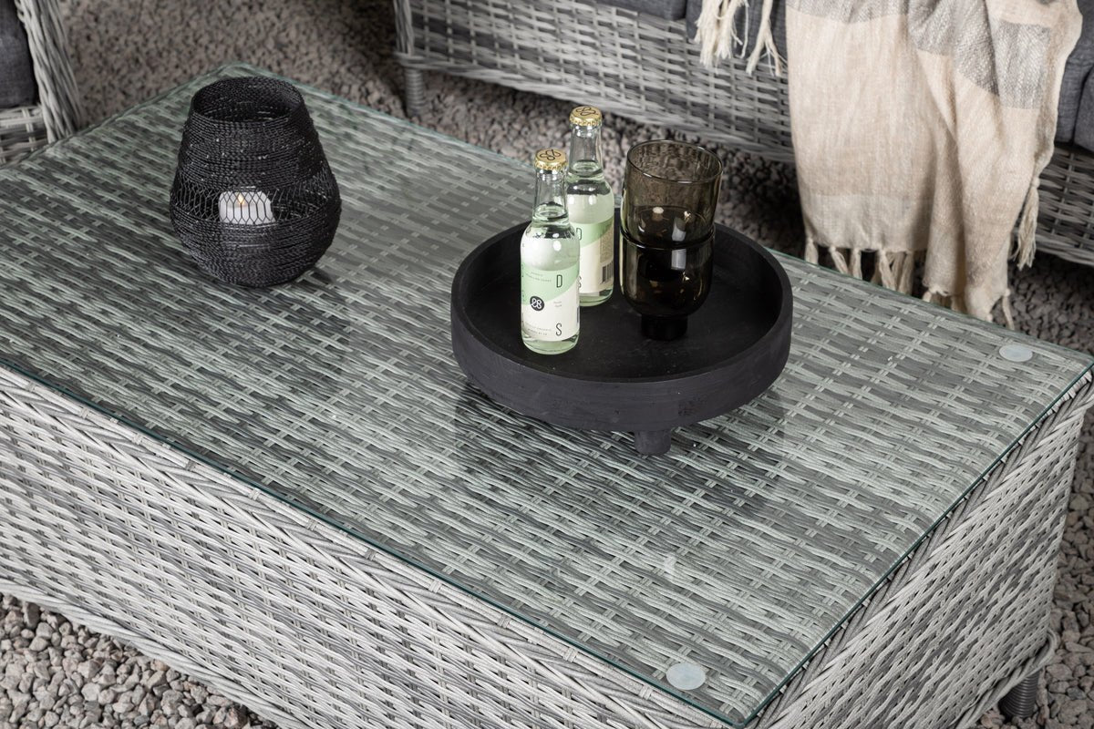 Ensemble canapé de jardin Ravion – 4 pièces avec table en gris