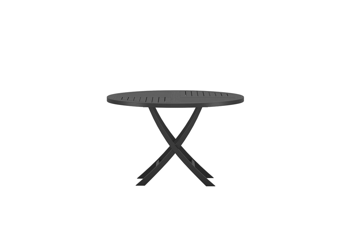 Table à manger de jardin Lunaro - Ø 120 cm en teck noir