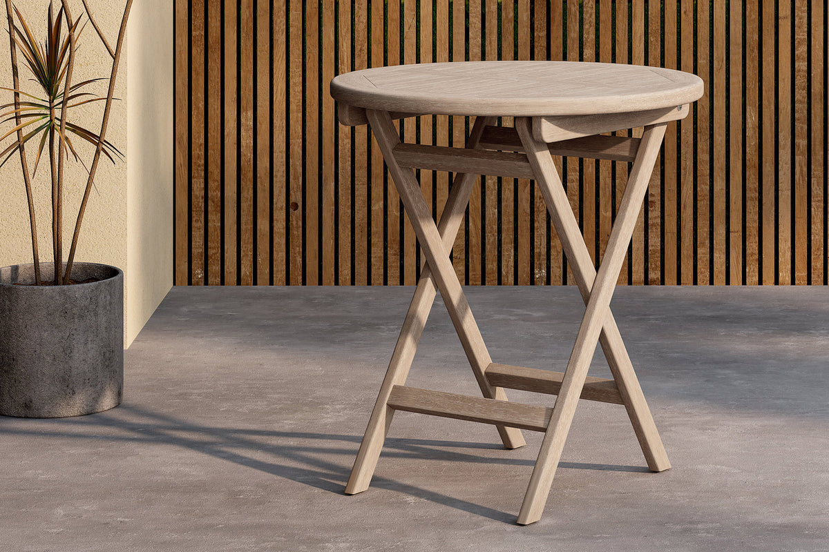 Table basse Greek - Ø70 en teck blanc