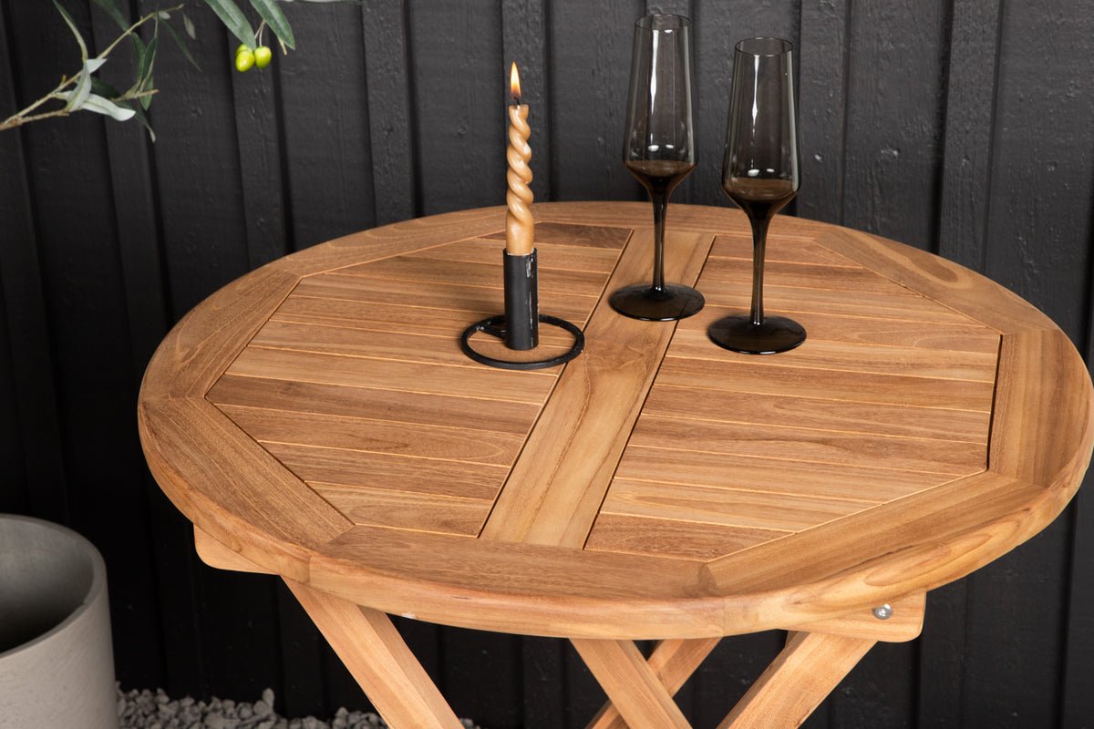 Table de jardin Mali - une table de café ronde en teck avec fonction pliable