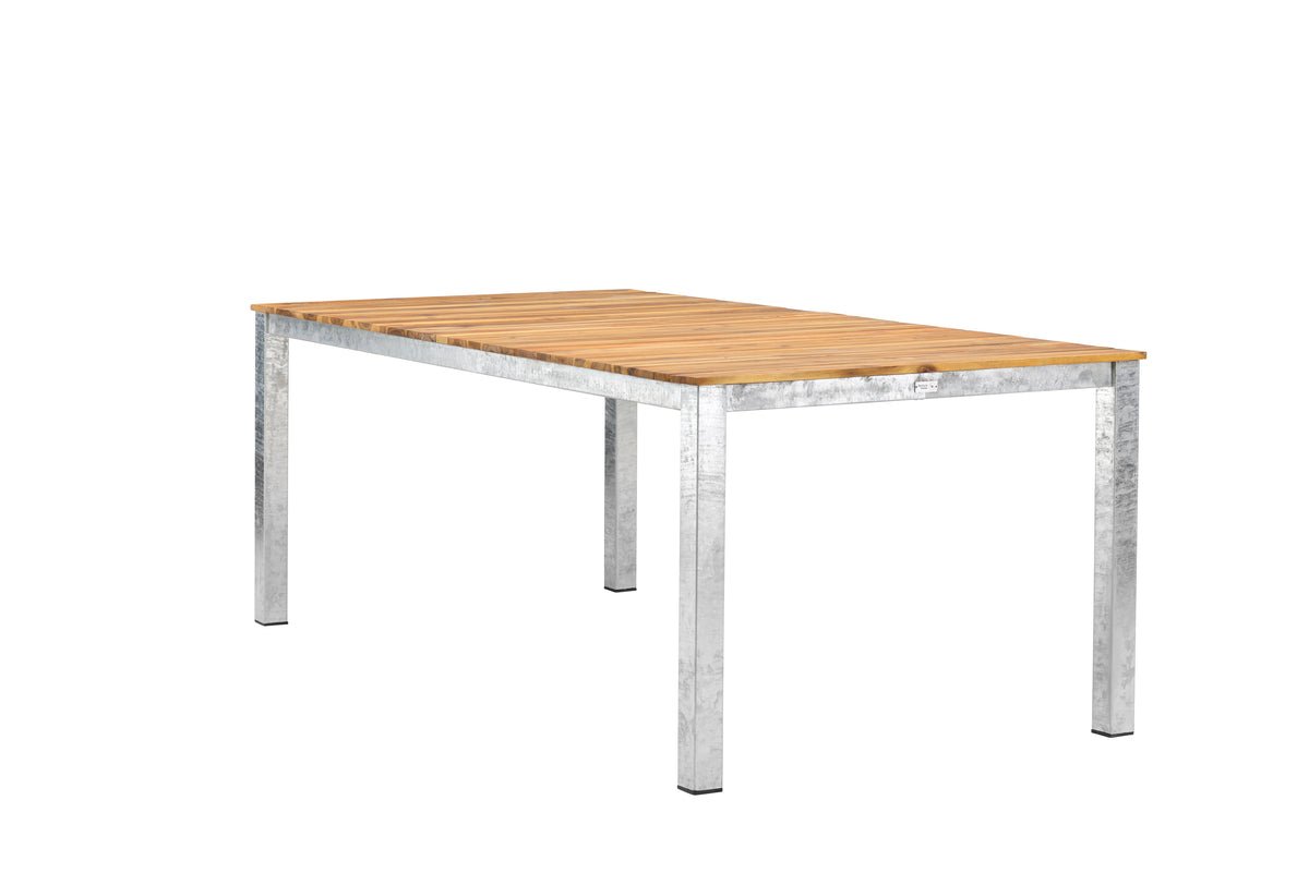 Table de jardin Nyota - Table à manger rectangulaire avec plateau en bois d'acacia sur structure en acier