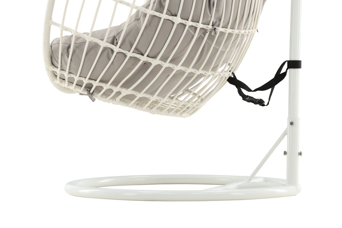 Fauteuil suspendu de jardin Vegas - en rotin/métal blanc
