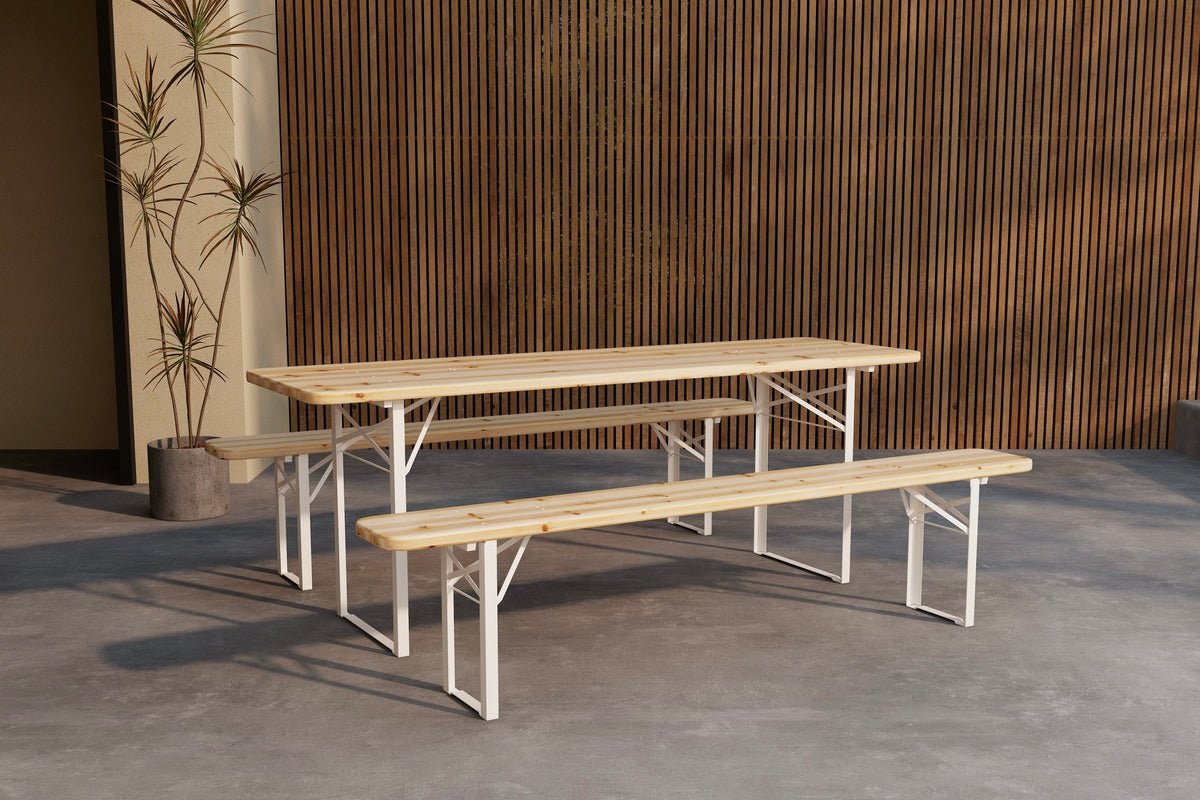 Ensemble de repas de jardin Orelia – ensemble 3 pièces en aspect épicéa noble