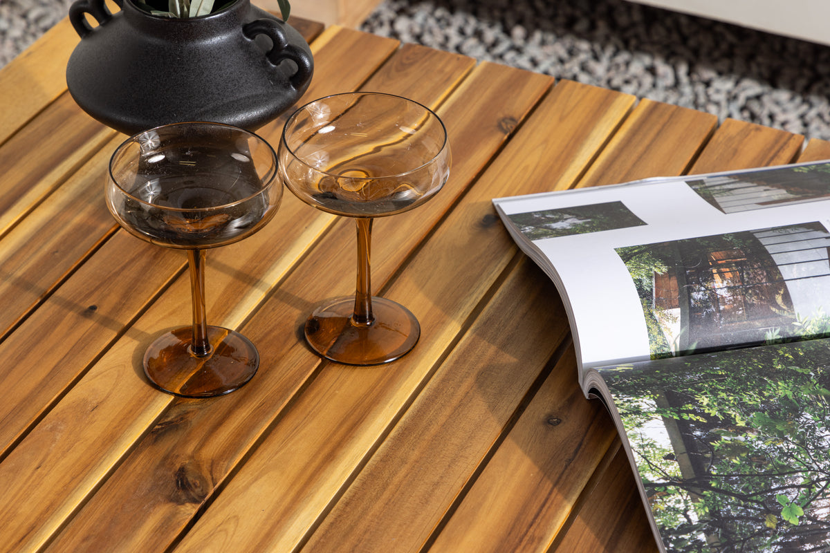 Table basse de jardin Berit - Avec plateau en acacia aspect naturel