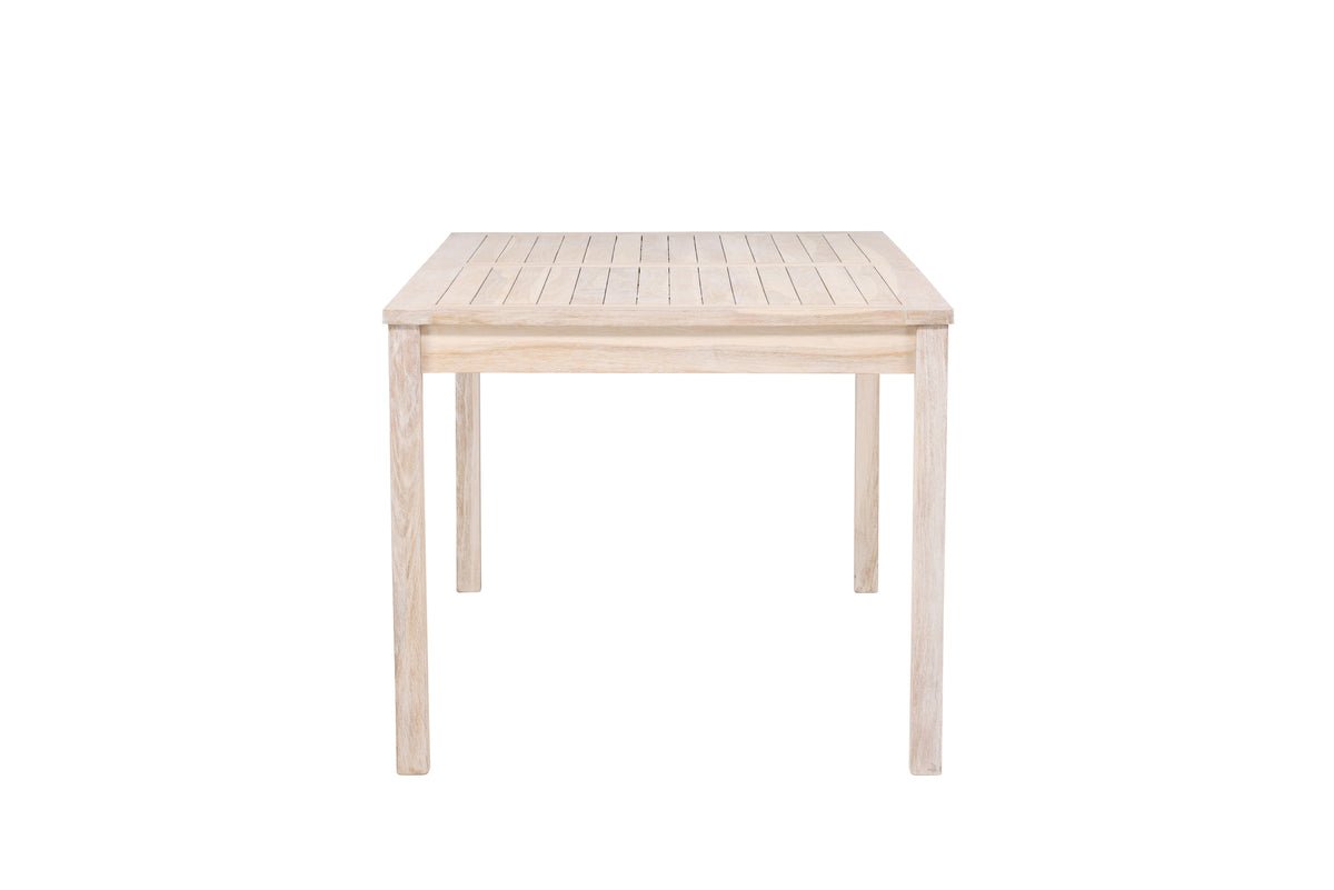Table à manger de jardin Lago - 180x90 cm en teck blanchi ou noir