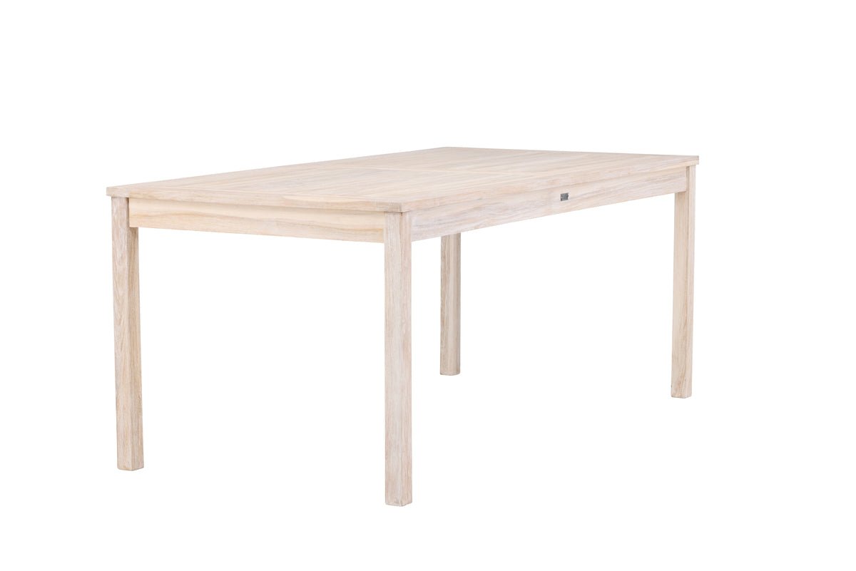 Table à manger de jardin Lago - 180x90 cm en teck blanchi ou noir