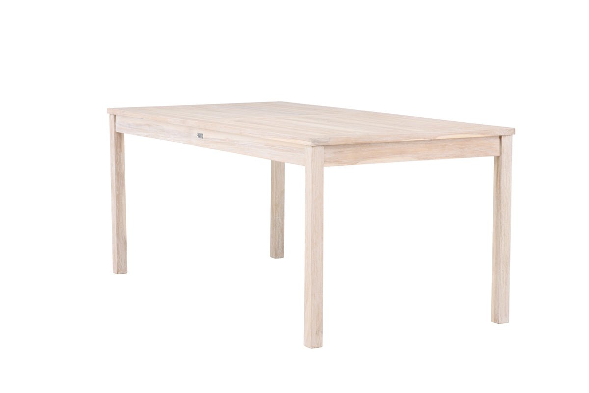 Table à manger de jardin Lago - 180x90 cm en teck blanchi ou noir