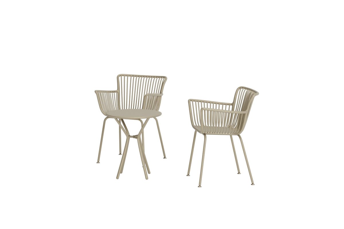 Ensemble salon de jardin Aida – lot de 2 en Beige avec table ronde et chaises