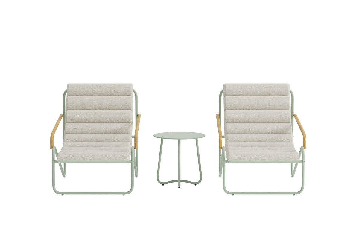 Ensemble lounge de jardin Levara – ensemble 3 pièces avec table ronde et chaises en acier