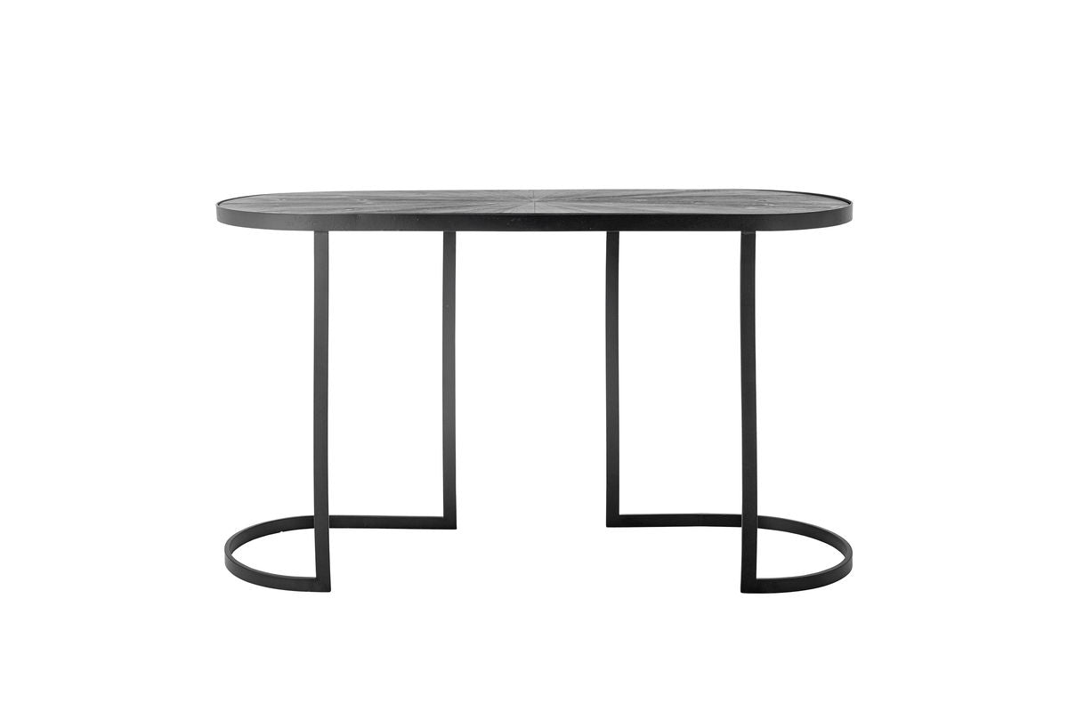 Table console Elvo – Design en métal noir avec plateau de table ovale