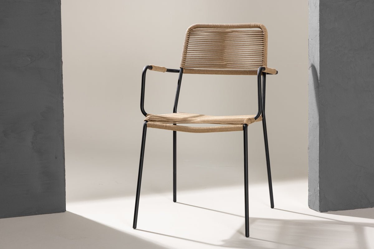 Chaise de jardin Lorano - avec corde en polyester marron