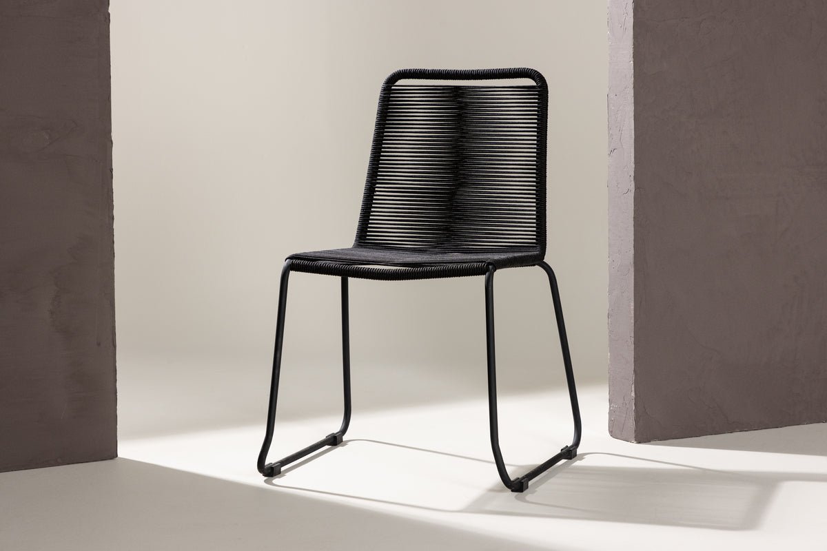 Chaise de jardin Mirava - en Noir avec corde en polyester