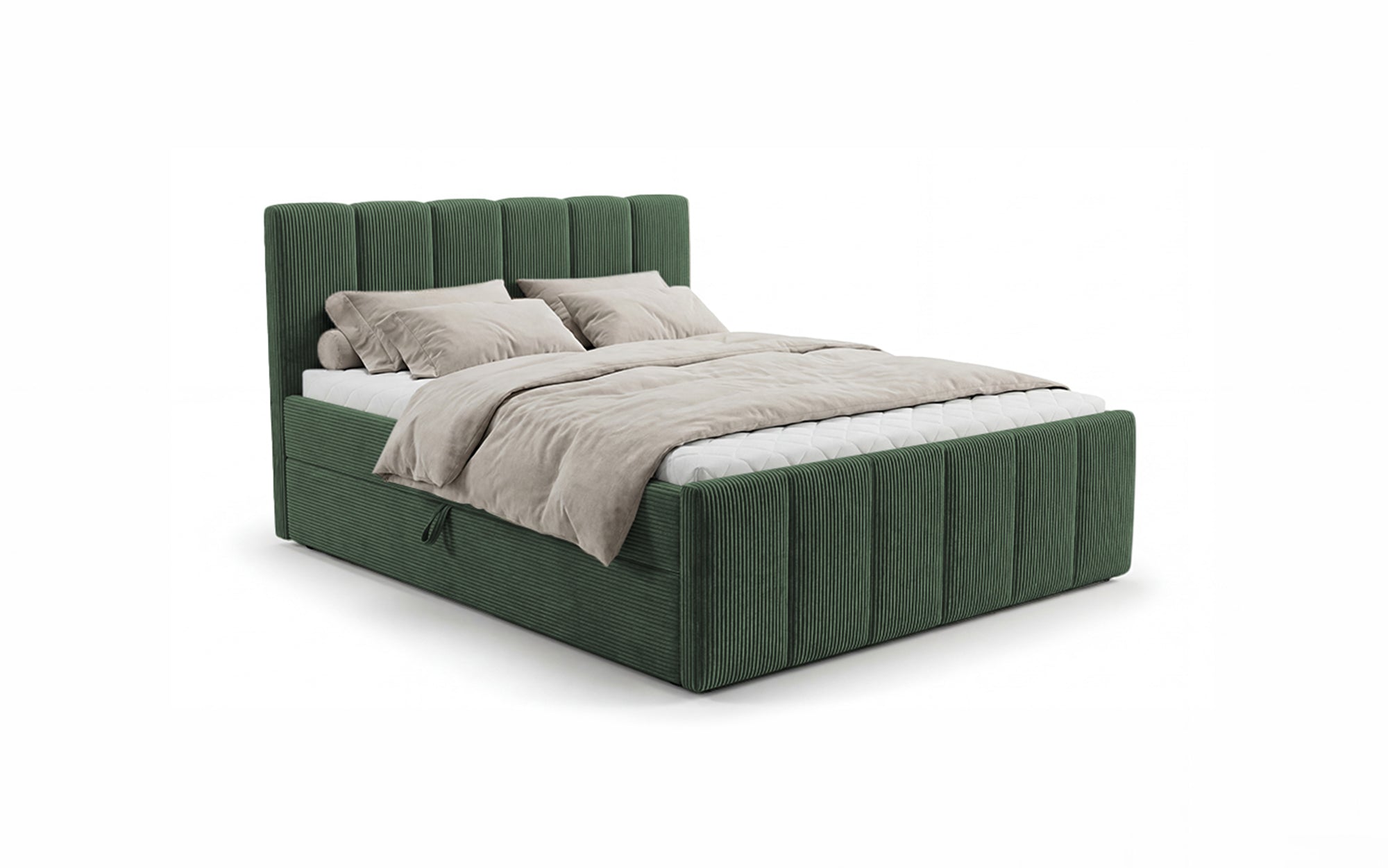 Lit boxspring Siena avec rangement relevable en Côtelé