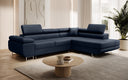Canapé d’angle design Aston avec fonction couchage et rabattable en Similicuir