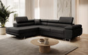 Canapé d’angle design Aston avec fonction couchage et rabattable en Similicuir
