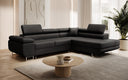 Canapé d’angle design Aston avec fonction couchage et rabattable en Similicuir