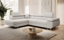 Canapé d’angle design Aston avec fonction couchage et rabattable en Similicuir