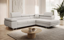 Canapé d’angle design Aston avec fonction couchage et rabattable en Similicuir