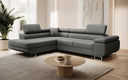 Canapé d’angle design Aston avec fonction couchage et rabattable en Similicuir