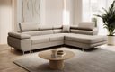 Canapé d’angle design Aston avec fonction couchage et rabattable en Similicuir