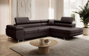 Canapé d’angle design Aston avec fonction couchage et rabattable en Similicuir