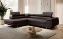 Canapé d’angle design Aston avec fonction couchage et rabattable en Similicuir