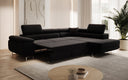 Canapé d’angle design Aston avec fonction couchage et rabattable en Similicuir