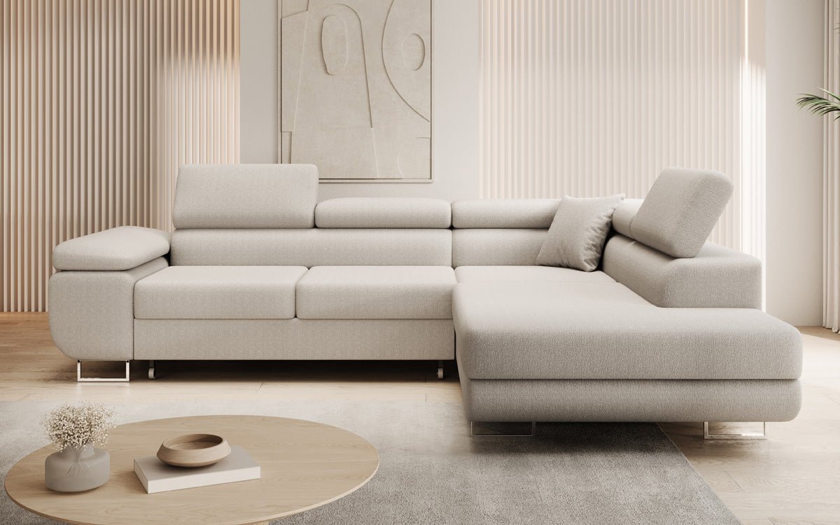 Designer Aston sofa with sleeping and folding function made of bouclé