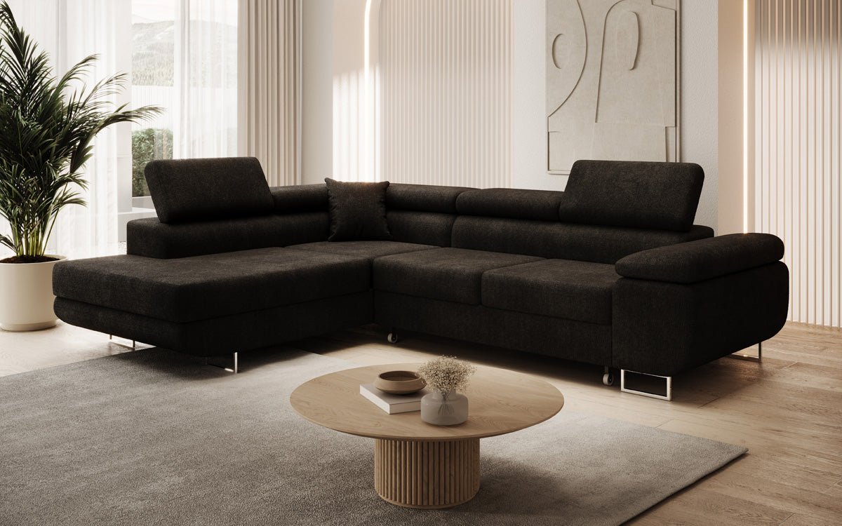 Designer Aston sofa with sleeping and folding function made of bouclé