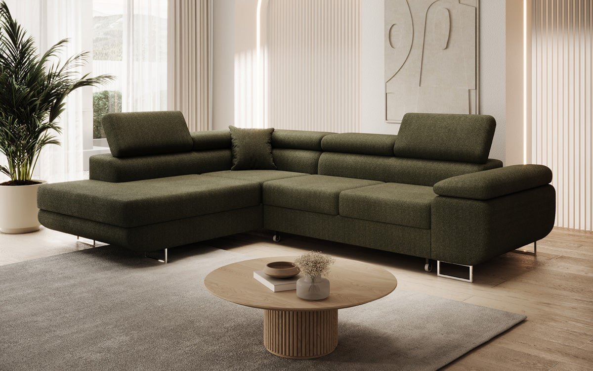 Designer Aston sofa with sleeping and folding function made of bouclé