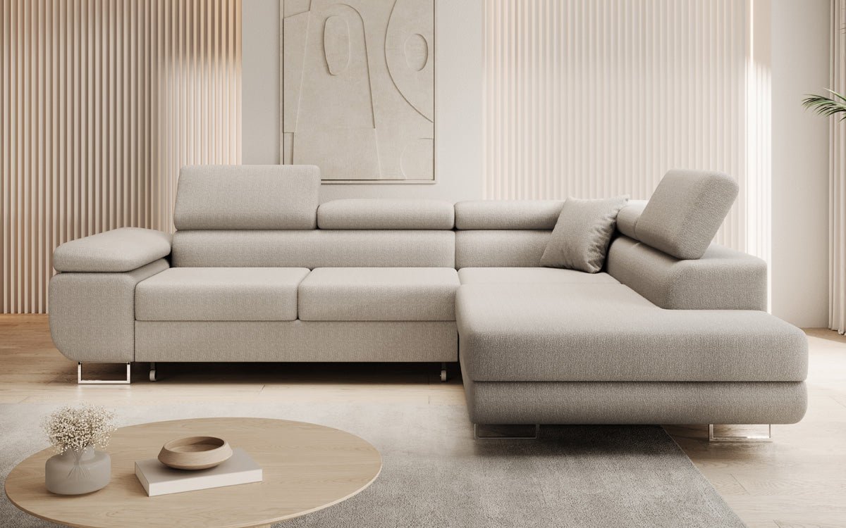Designer Aston sofa with sleeping and folding function made of bouclé