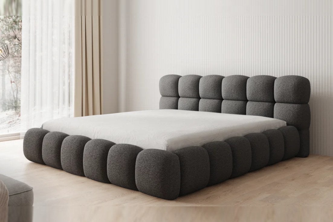 Outlet Polsterbett Boston 180x200 in Bouclé Grau