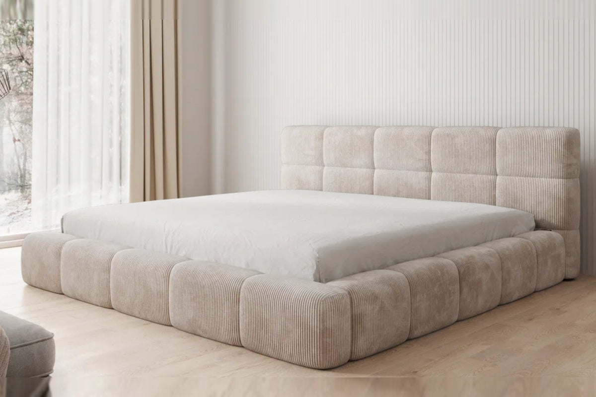 Outlet Polsterbett Lora 200x200 in Cord Beige