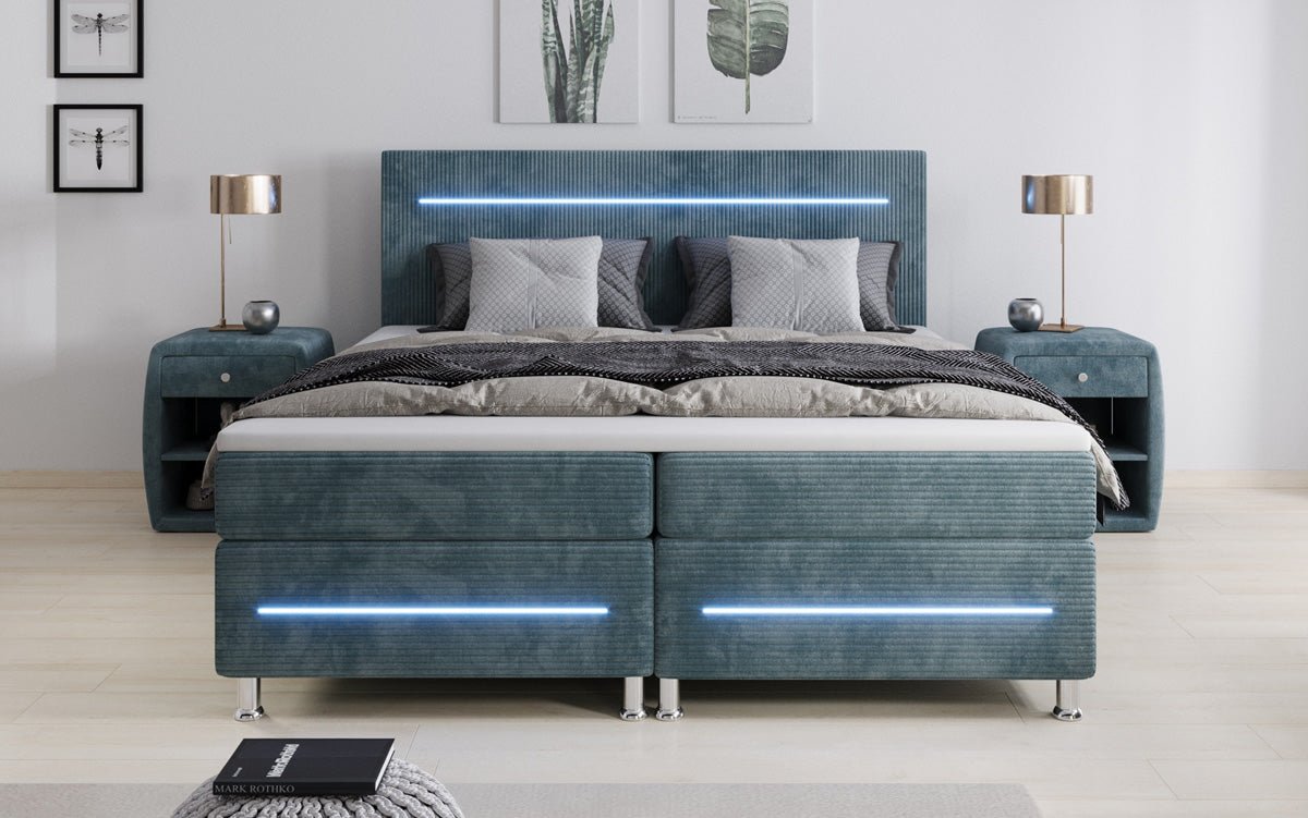 Sejour box spring bed with LED in cord