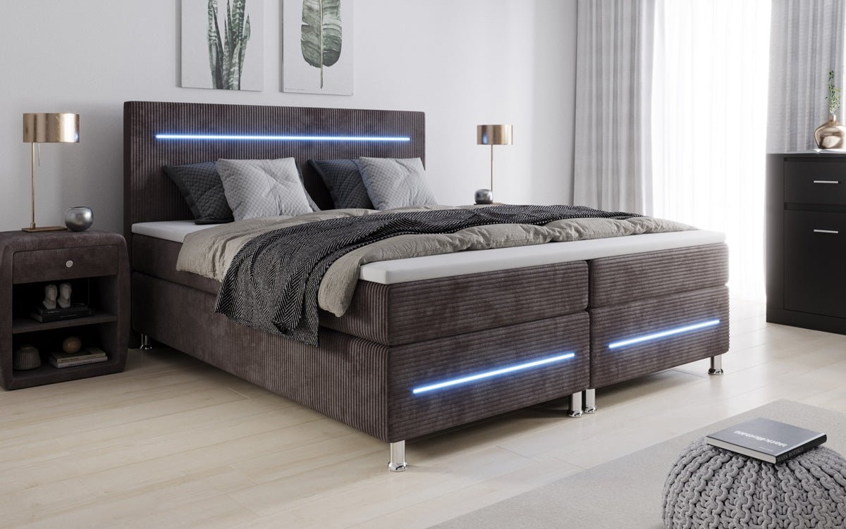 Sejour box spring bed with LED in cord