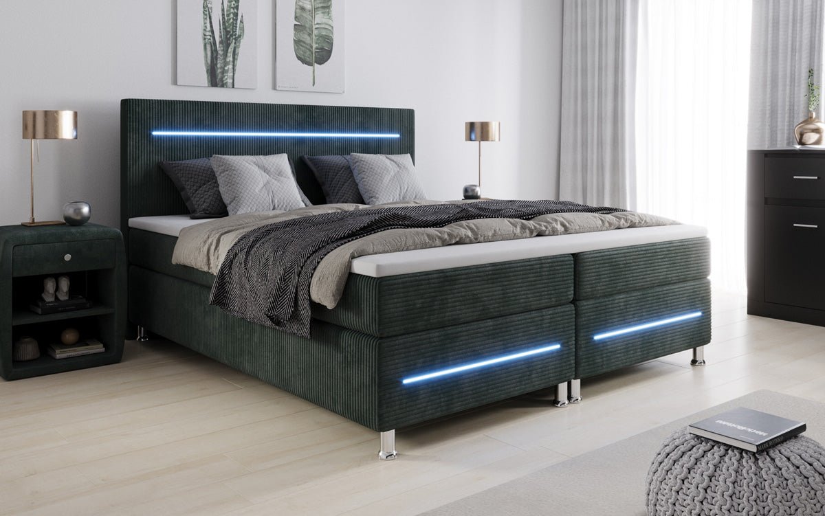 Sejour box spring bed with LED in cord