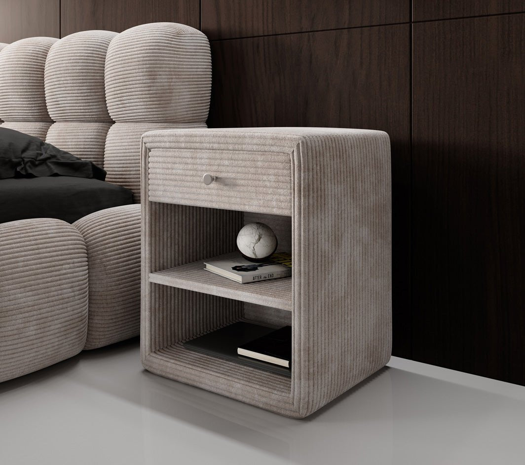 Designer bedside table Amy in corduroy