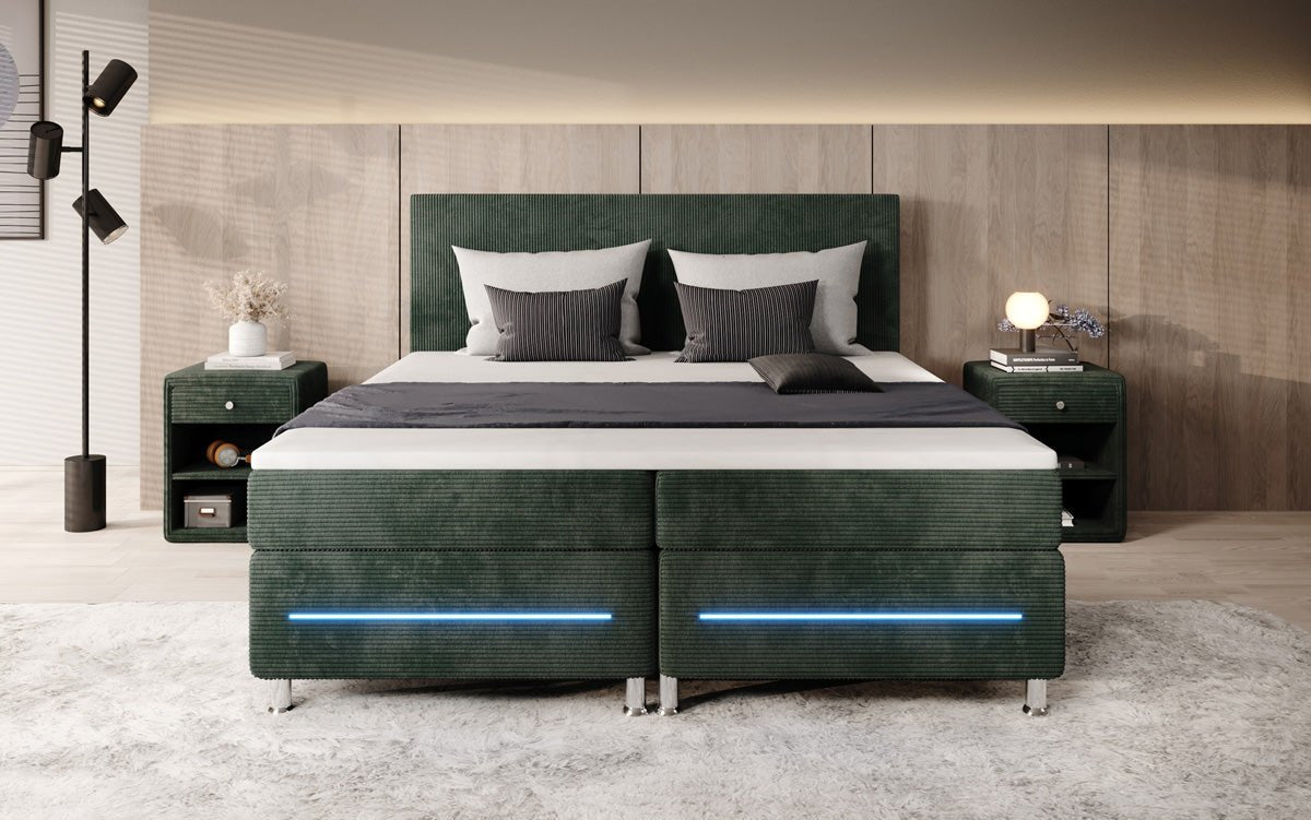 Lit boxspring Simple avec LED en Côtelé
