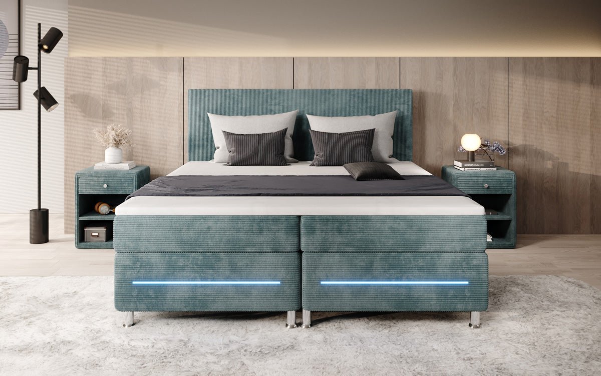 Lit boxspring Simple avec LED en Côtelé